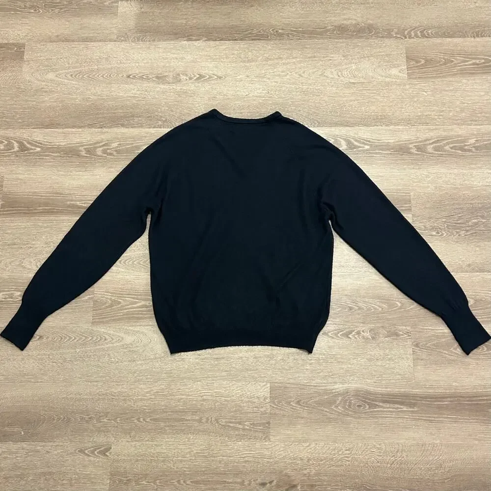 Vintage Christian‎ Dior V Neck Sweater Navy Minimakist Logo Knit XL USA